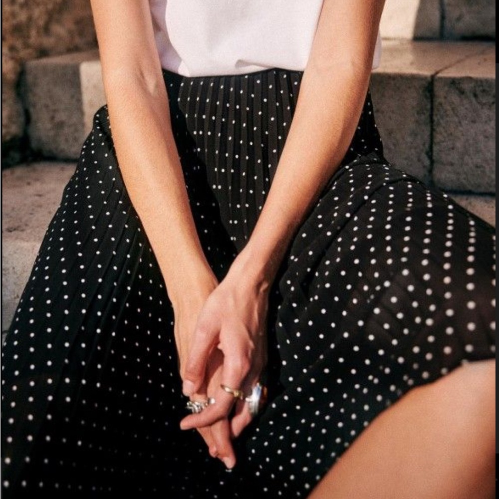 Sezane Dino Skirt Pois Écru Fond Noir - Size 42